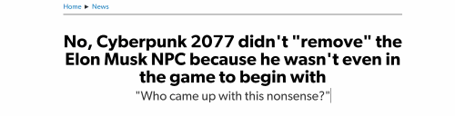 玩家发现《2077》NPC疑似马斯克 制作人否认