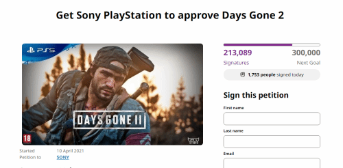 玩家请愿索尼制作《往日不再2》：超20万人签名