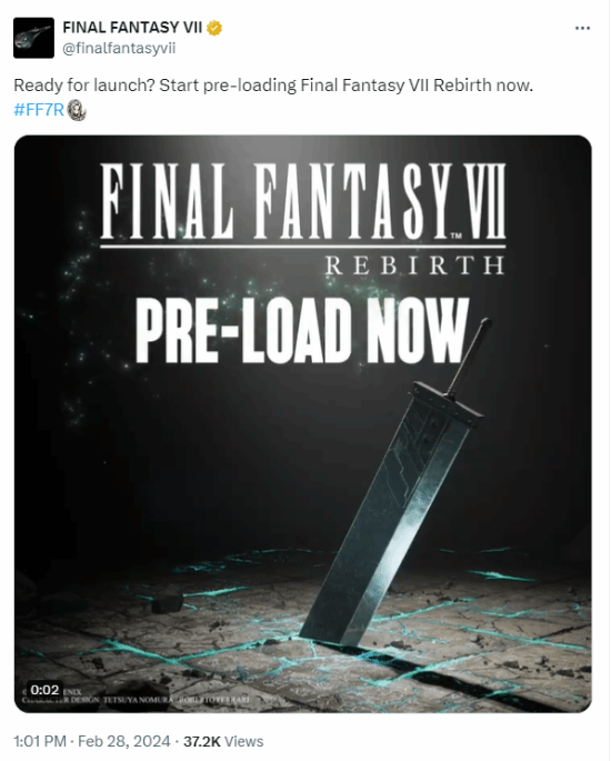 《FF7重生》官方提醒玩家预载游戏 明天就发售了
